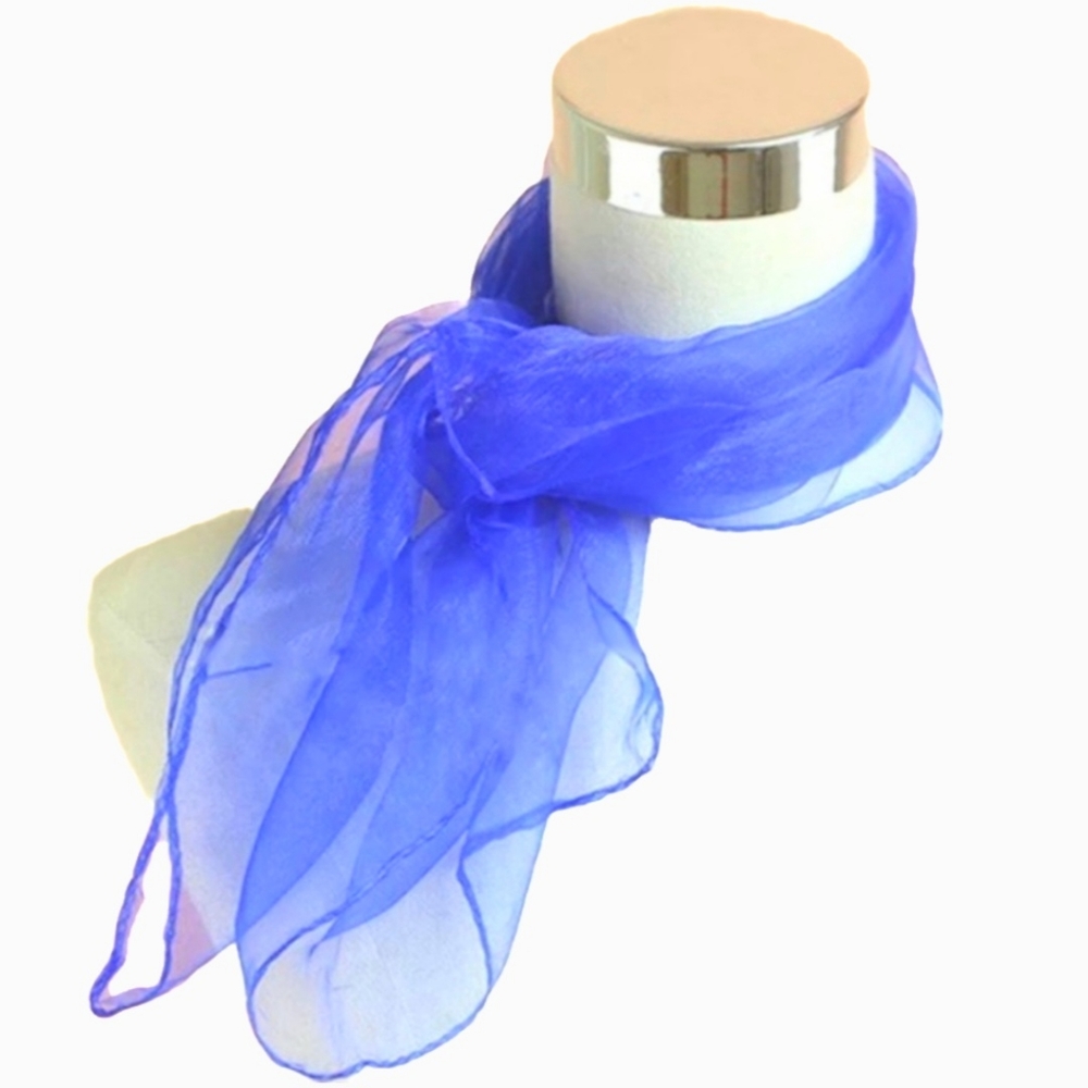 Dark Royal Brilliant Blue Chiffon Vintage Nostalgia Scarf Scarfs Scarve Scarves